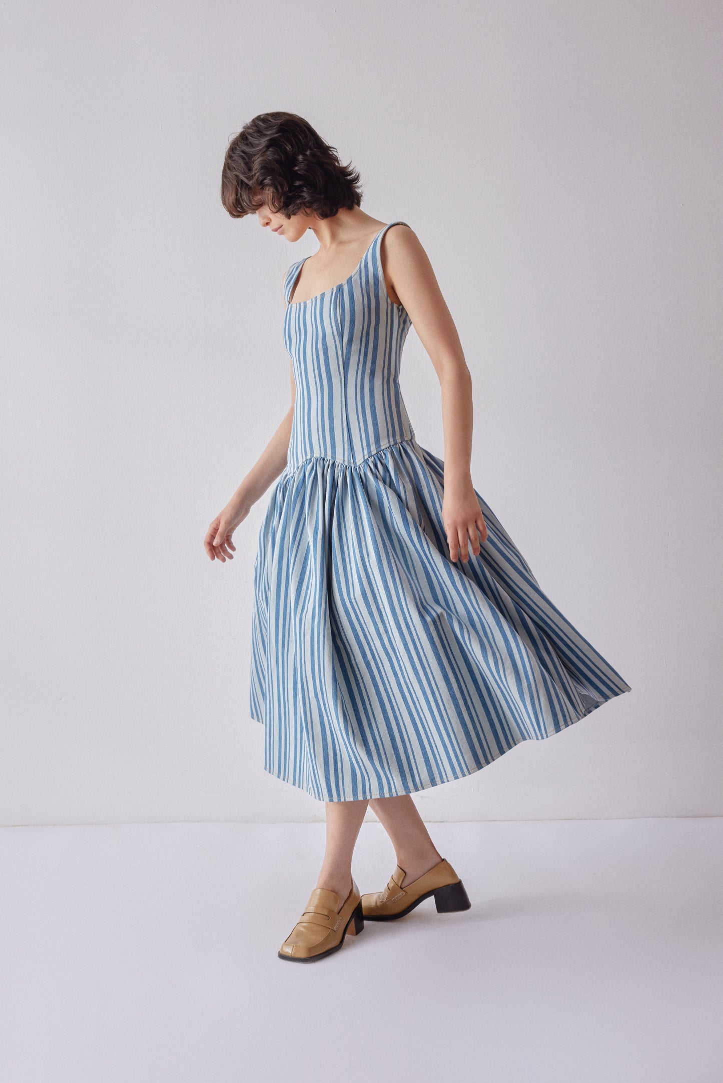Danielle Dress - Striped Denim