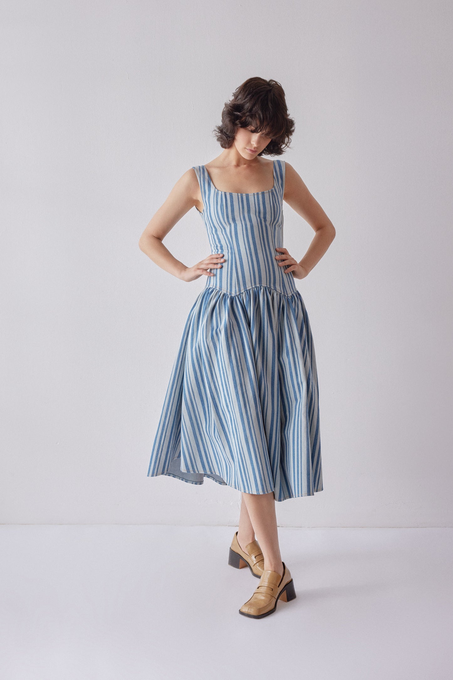 Danielle Dress - Striped Denim