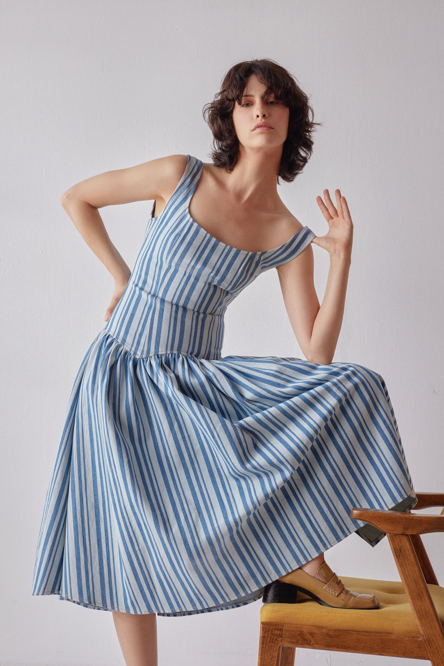 Danielle Dress - Striped Denim