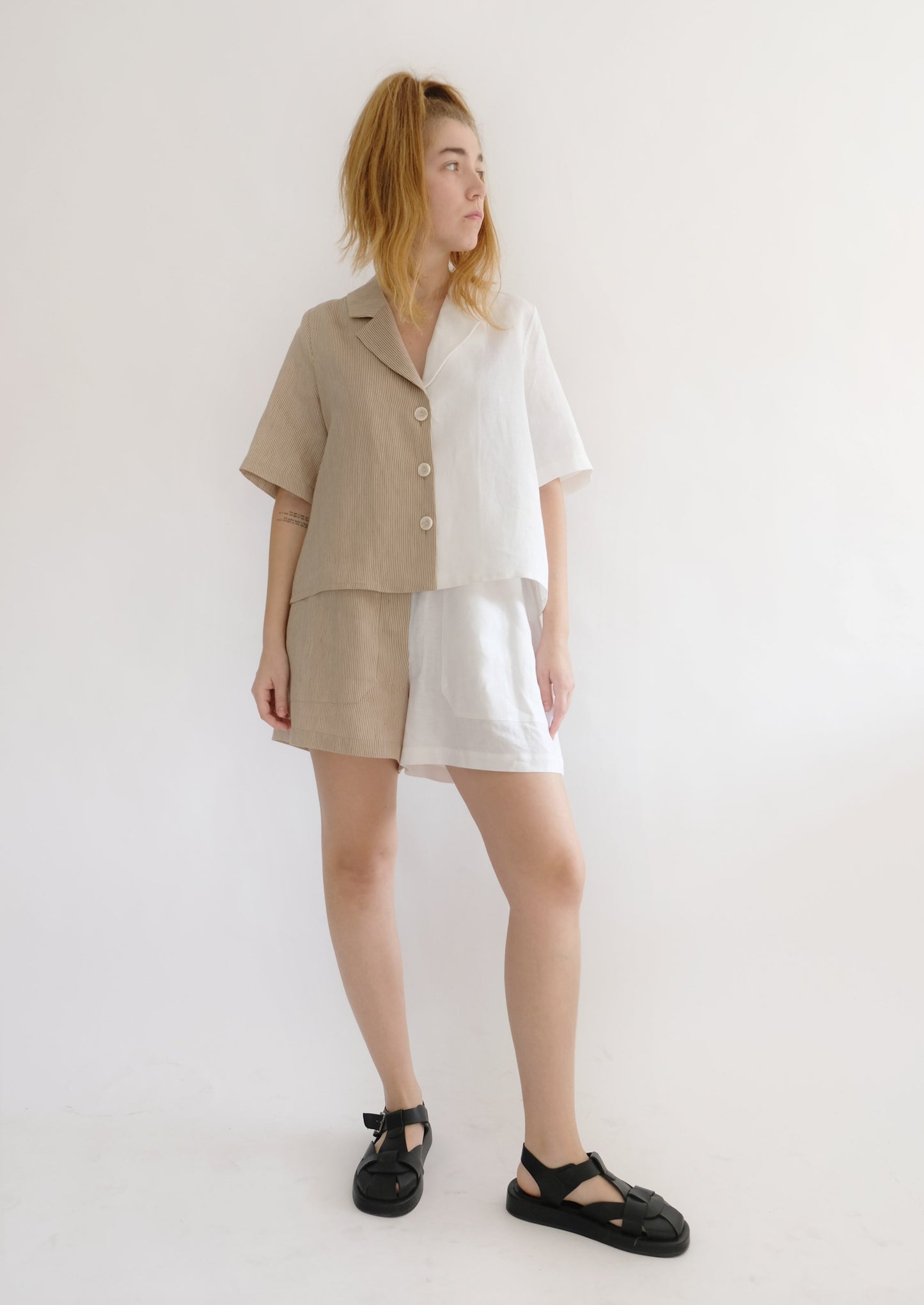 Nora Shirt ( White - Latte ) - OhSevenDays