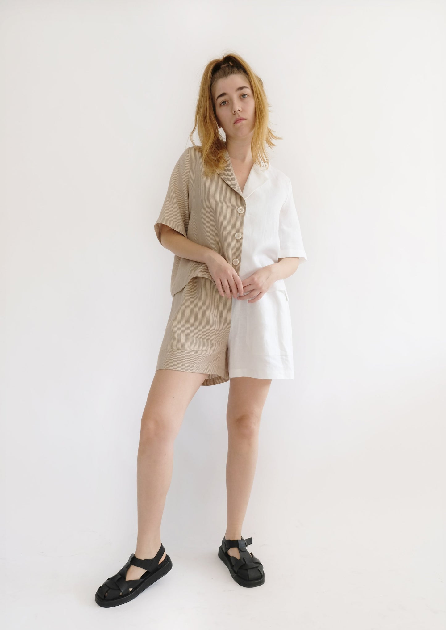 Nora Shirt ( White - Latte ) - OhSevenDays