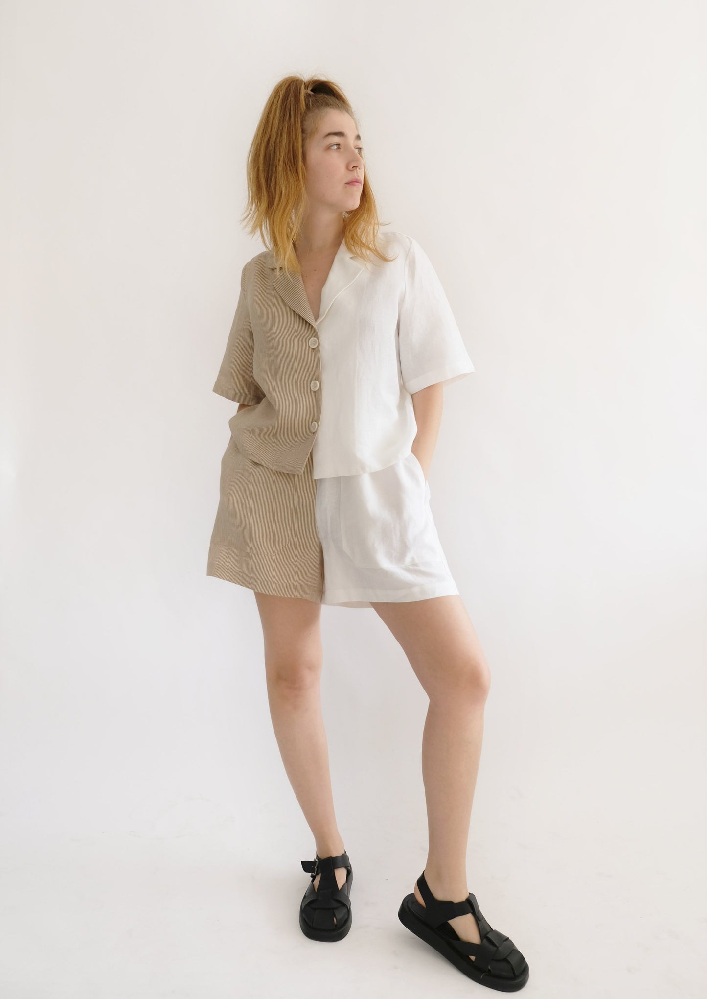 Nora Shirt ( White - Latte ) - OhSevenDays