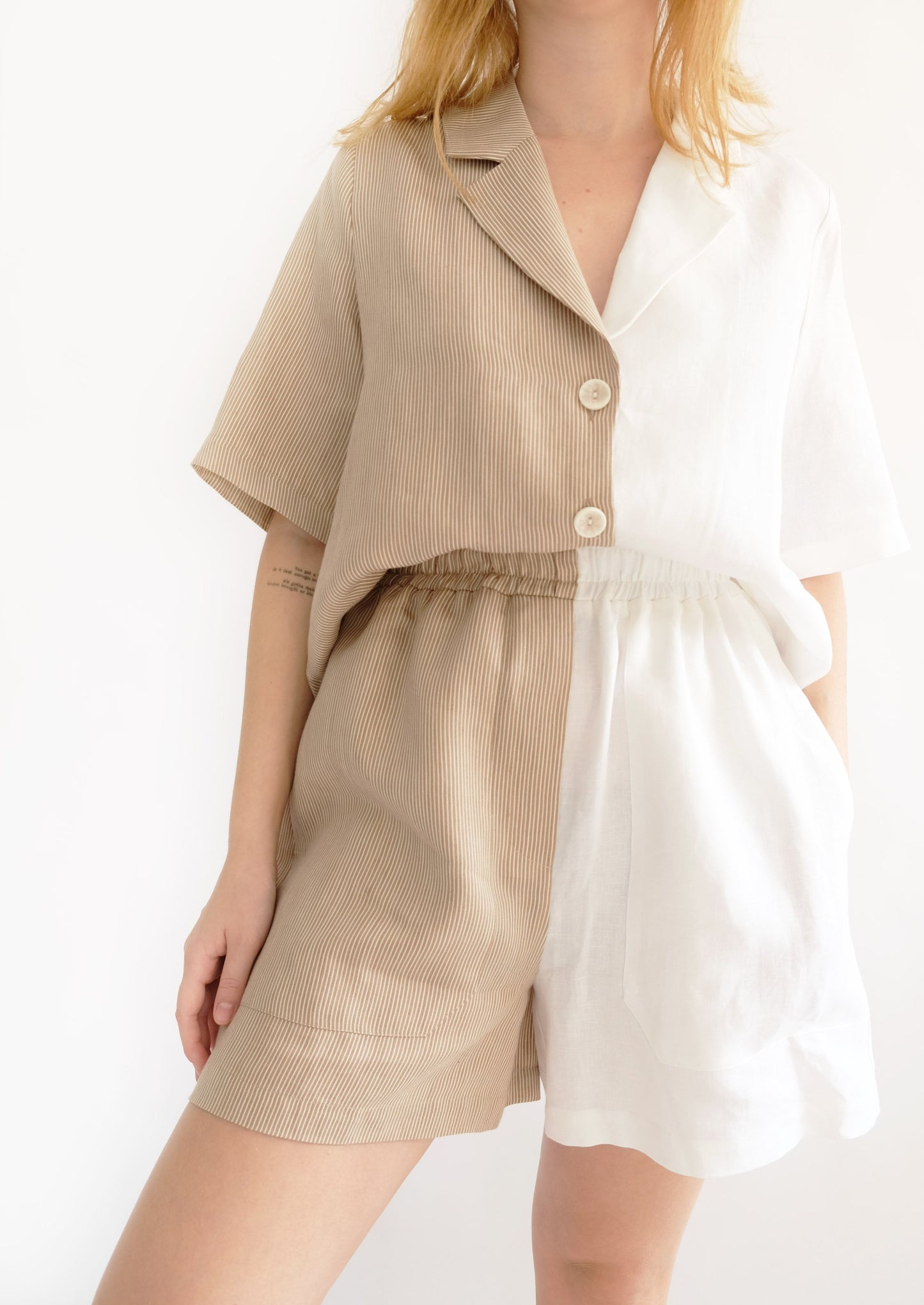 Nora Shirt ( White - Latte ) - OhSevenDays