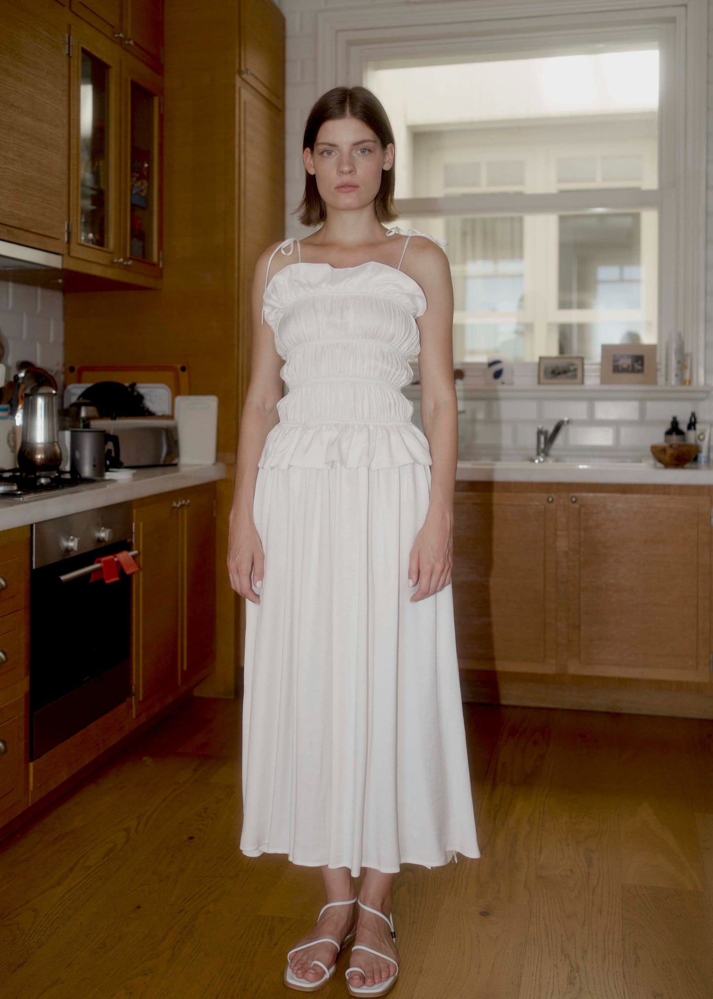 Crinkle Dress White