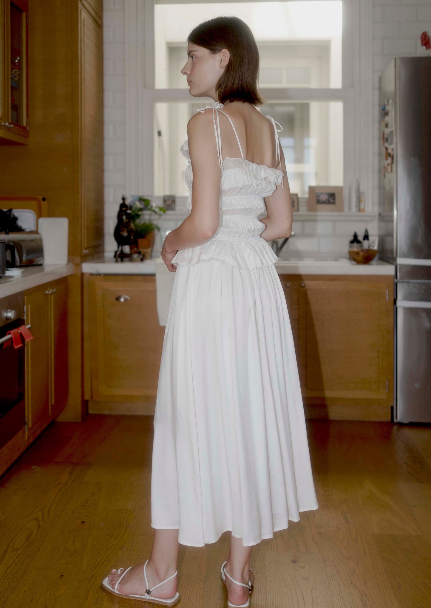 Crinkle Dress White