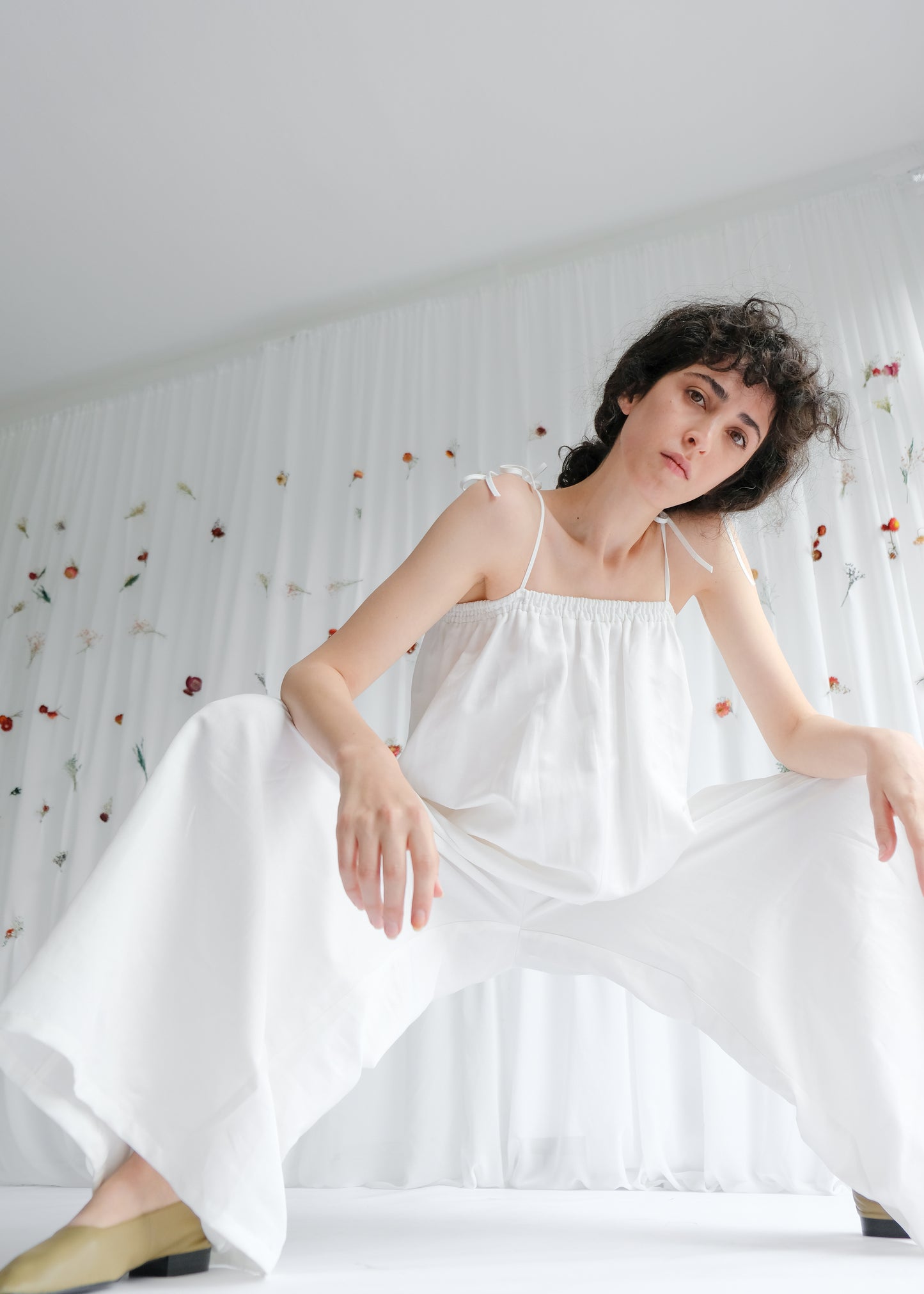 Sustainably Made Women's Wide Legged Relaxed Jumpsuit in White