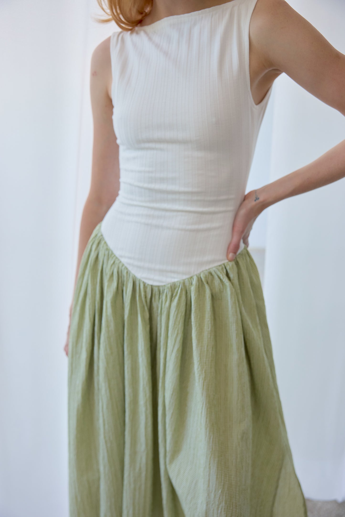 Martina Dress - White&Green