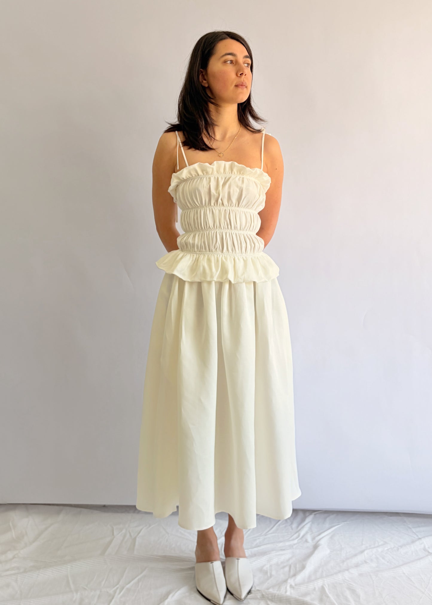 Crinkle Dress White