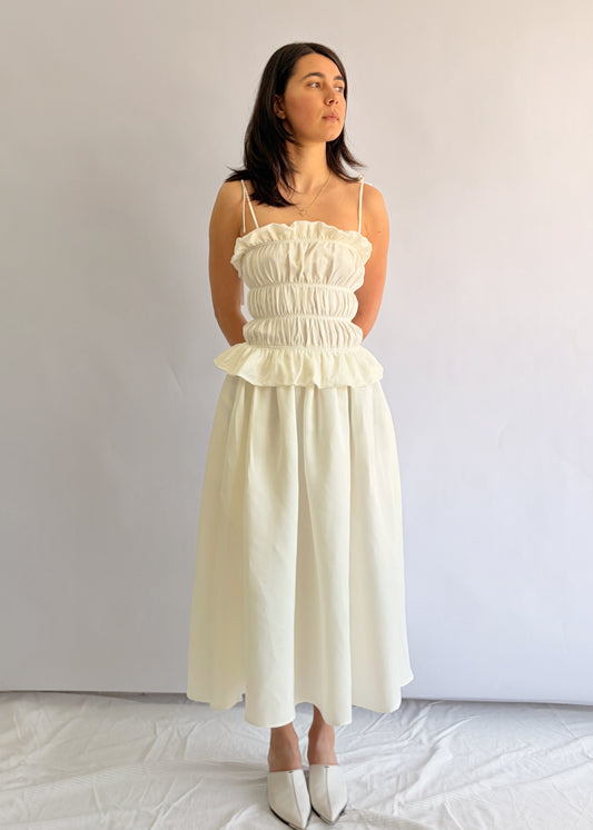 Crinkle Dress White