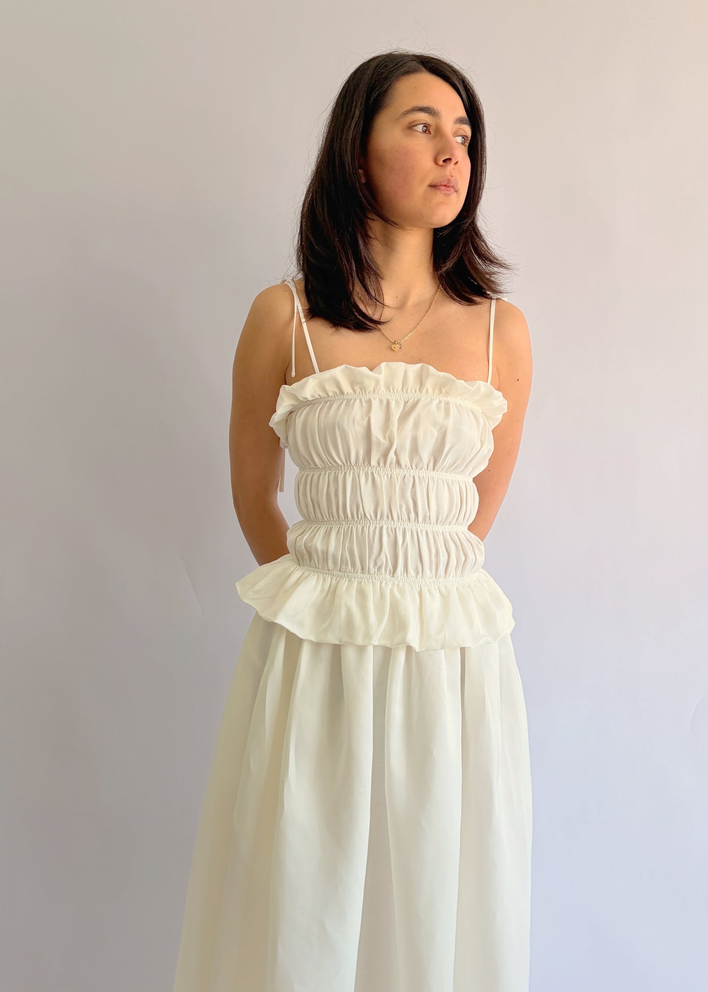 Crinkle Dress White