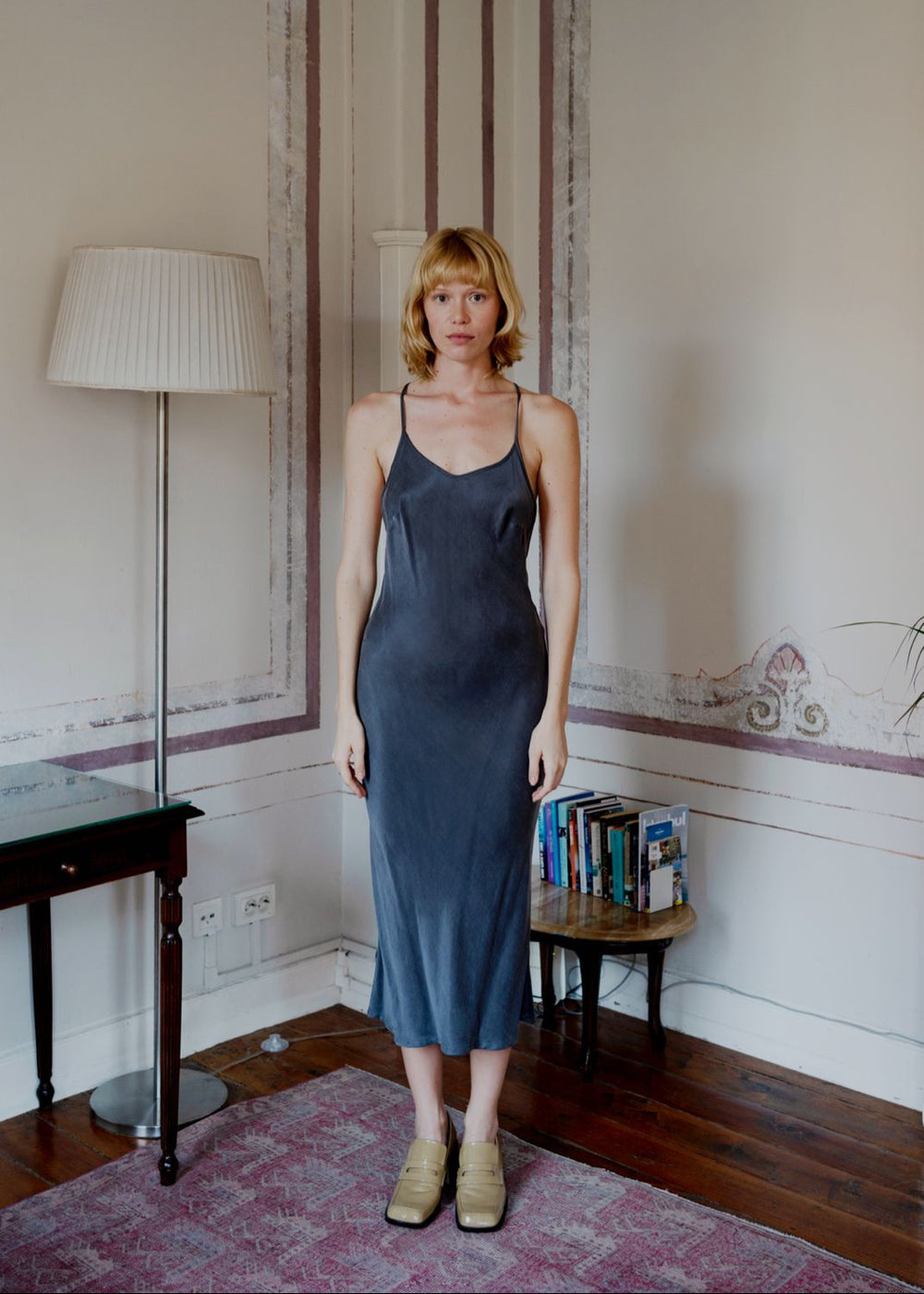 Phoebe Dress - Charcoal Vegan Silk