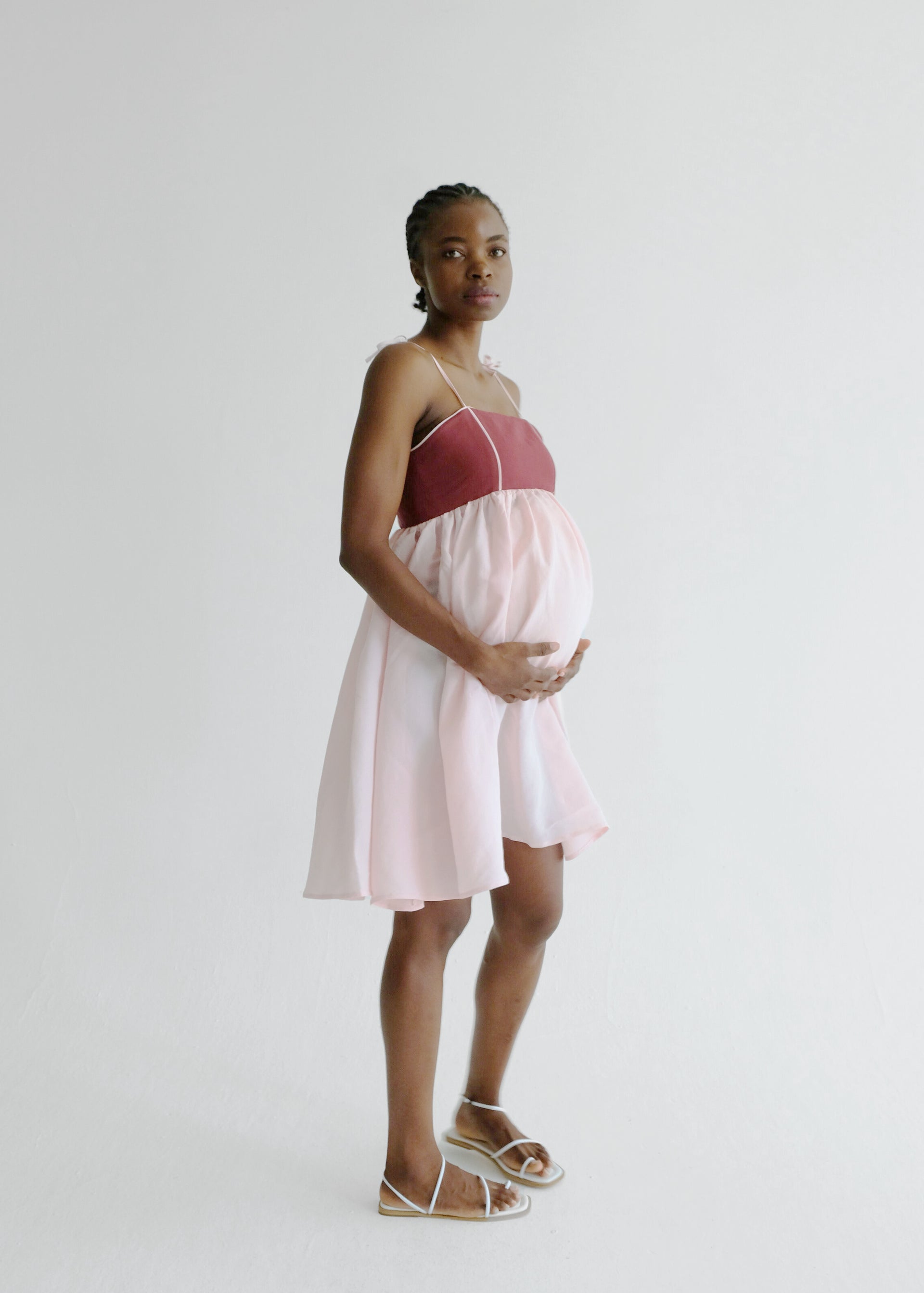 strapless open back dress Pink V-Neck Long Sleeve Fitted Maternity Maxi Dress – PinkBlush