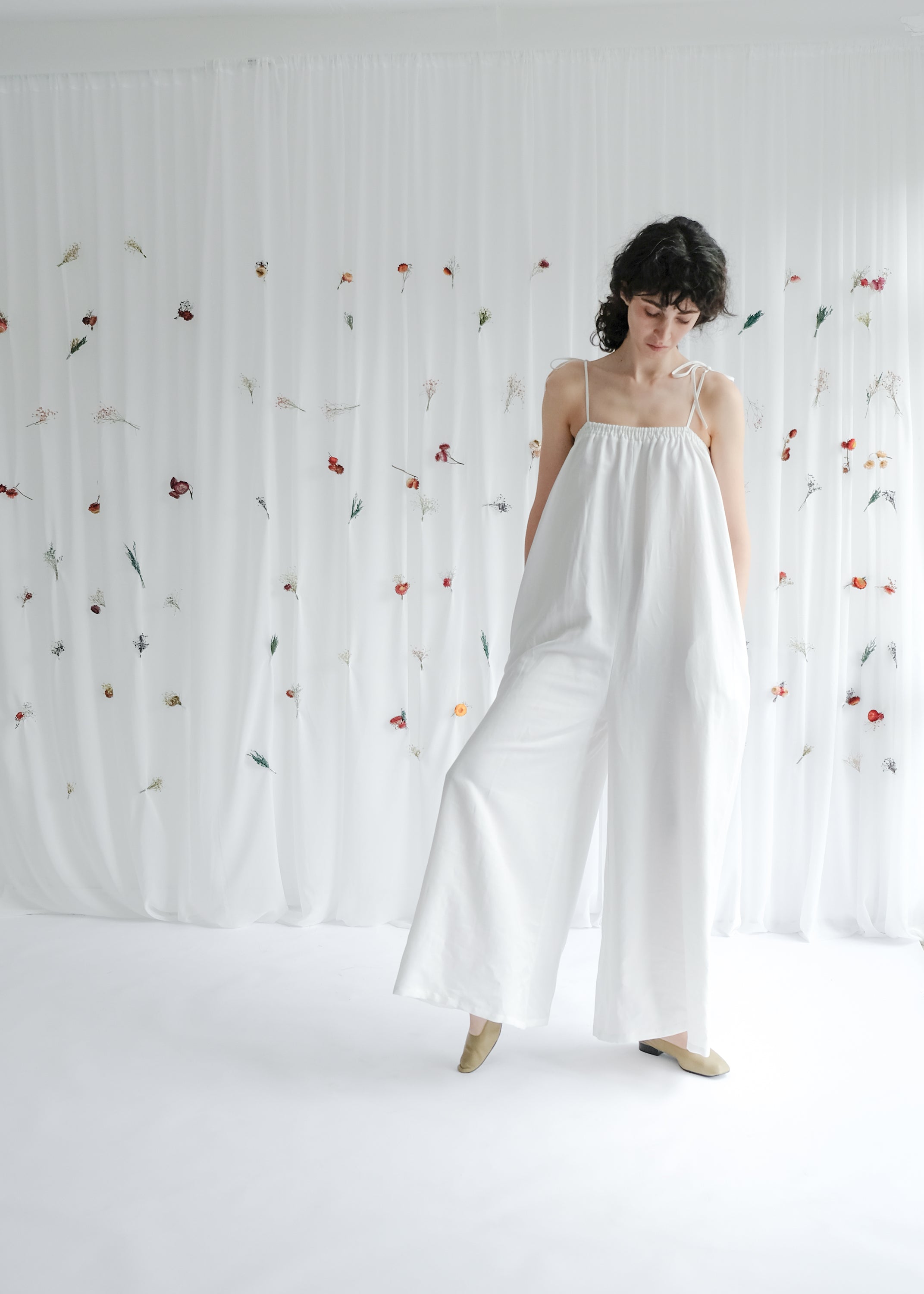 Sustainably Made Women's Wide Legged Relaxed Jumpsuit in White