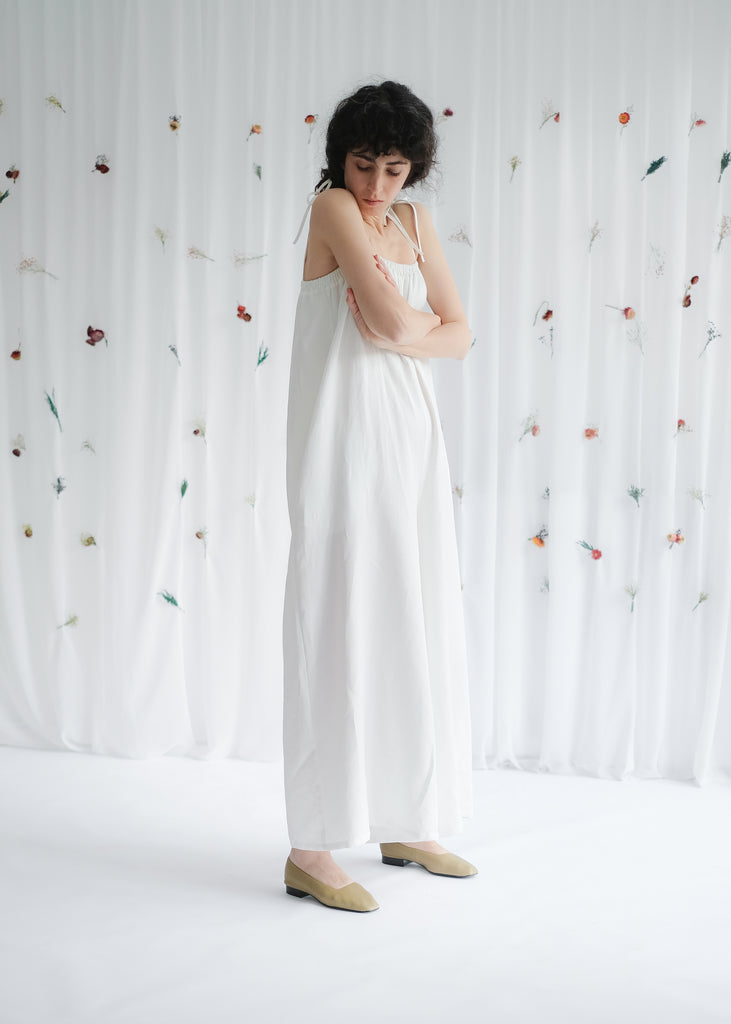 Sustainably Made Women's Wide Legged Relaxed Jumpsuit in White