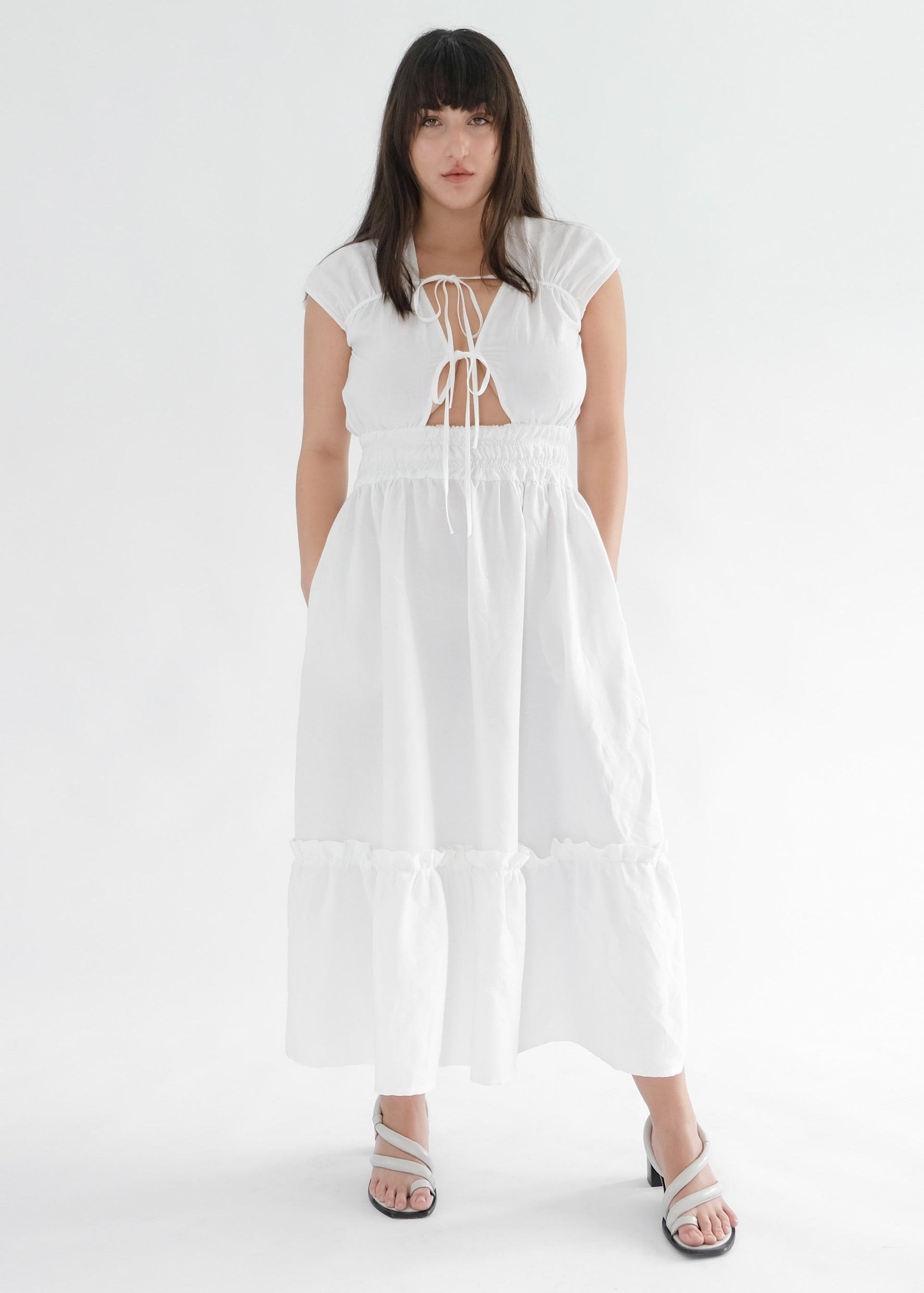 knee length dresses for ladies Winona Dress ( White ) – OhSevenDays