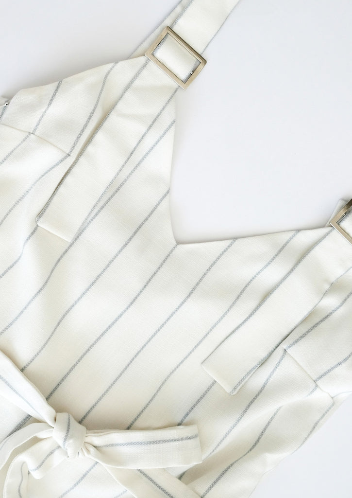 women's clothing, ethical clothing, dress, blouse, OhSevenDays, Details of striped white jumpsuit