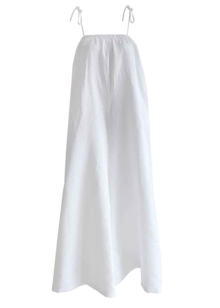 Sustainably Made Women's Wide Legged Relaxed Jumpsuit in White without the model from front